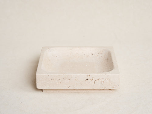 MICHAËL VERHEYDEN SMALL SQUARE TRAY / TRAVERTINE L6" x W6" x H1.5"