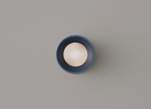 VOLKER HAUG STUDIO ANTON CERAMIC BLUE SCONCE / MICRO Ø3.2" x D2.6"