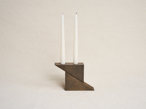 APPARATUS CANDLE BLOCKS / BRASS W3.25” x H5.5”