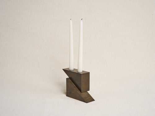 APPARATUS CANDLE BLOCKS / BRASS W3.25” x H5.5”