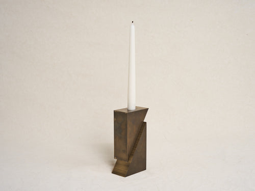 APPARATUS CANDLE BLOCKS / BRASS W3.25” x H5.5”