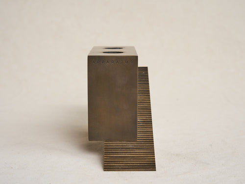 APPARATUS CANDLE BLOCKS / BRASS W3.25” x H5.5”