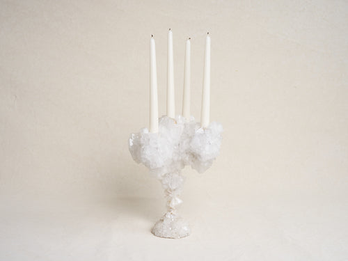 MARK STURKENBOOM OVERGROWN LARGE CRYSTAL CANDELABRA / WHITE H16.5" x Ø13.8"