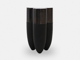 Load image into Gallery viewer, ARNO DECLERCQ SENUFO SIDE TABLE / IROKO + STEEL Ø11.8&quot; x H17.7&quot;
