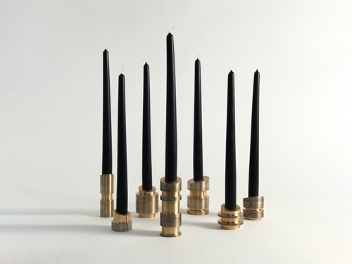 WILLIAM GUILLON 'ARMY OF ME' BRONZE CANDLE HOLDERS SET OF 7 H1.4" - H5" x Ø1.4"