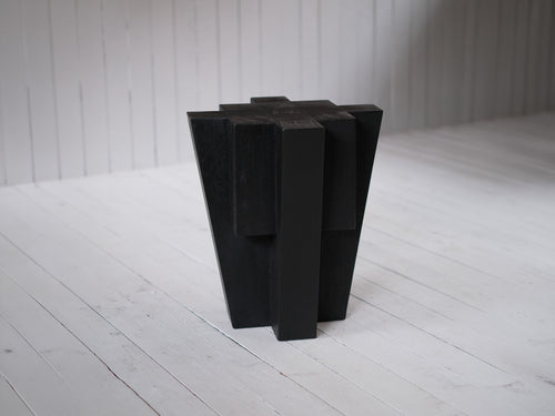 ARNO DECLERCQ BUNKER SIDE TABLE / BLACK IROKO W17.7” x D17.7 x H19.7”