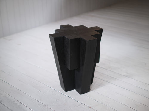 ARNO DECLERCQ BUNKER SIDE TABLE / BLACK IROKO W17.7” x D17.7 x H19.7”