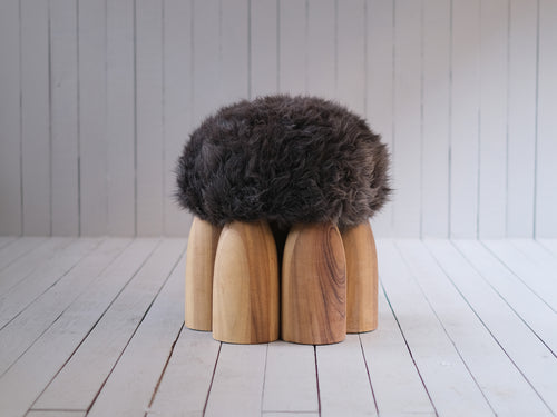 ARNO DECLERCQ SENUFO OTTOMAN/ AMERICAN WALNUT Ø17.7" x H15.7"