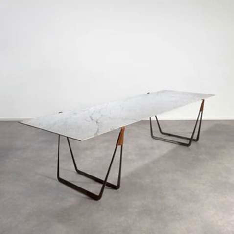 BEN STORMS IN VEIN CARRARA MARBLE TABLE 117" x 39" (300 CM)