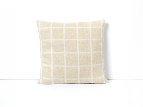 BLACKSAW UMI PILLOW / LIMESTONE MELANGE & IVORY GRID W23" x H23"