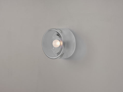 VOLKER HAUG STUDIO ANTON BLOWN GLASS SCONCE / CLEAR Ø7" x D3.9"