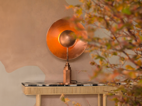 JAN GARNCAREK METROPOLIS TABLE LAMP / COPPER W20.5" x H32" x D10"