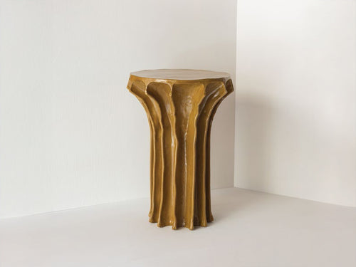 CHRISTOPHER MERCHANT STUDIO ARBOR TABLE / LICHEN YELLOW L15" x W15" x H20"