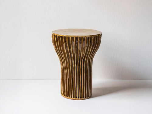 CHRISTOPHER MERCHANT STUDIO PERSEPHONE TABLE / LICHEN YELLOW L15" x W15" x H19"