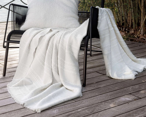ALONPI CAROLE CASHMERE THROW / ECRU W59" x L75"