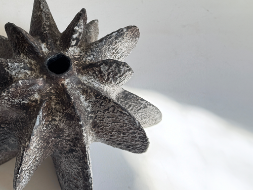 JULIE NELSON CHARCOAL PETAL GOURD 9.5” x 11“