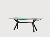 Load image into Gallery viewer, CARMWORKS XTX TABLE BURNT OAK WOOD W/ GLASS TOP L80&quot; x D36&quot;
