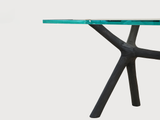 Load image into Gallery viewer, CARMWORKS XTX TABLE BURNT OAK WOOD W/ GLASS TOP L80&quot; x D36&quot;
