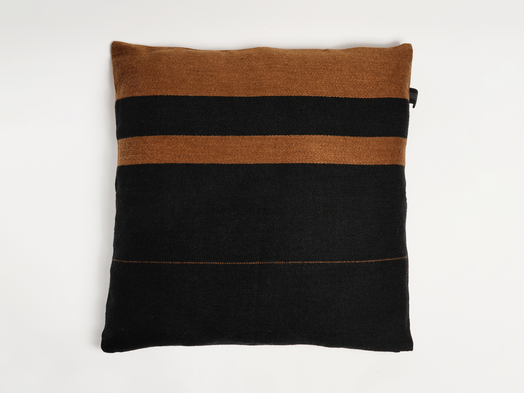 LIBECO OSCAR LINEN/WOOL BLACK STRIPE PILLOW 25” x 25