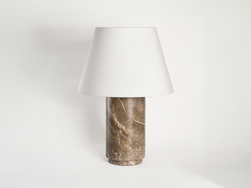 MICHAËL VERHEYDEN PANSER TABLE LAMP / TRAVERTINE BROWN Ø9” x H15”