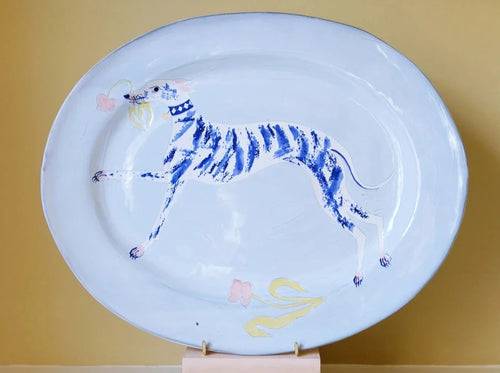 POLLY FERN WHIPPET WITH TULIP PLATTER / LARGE 15" x 12" x 1.5"