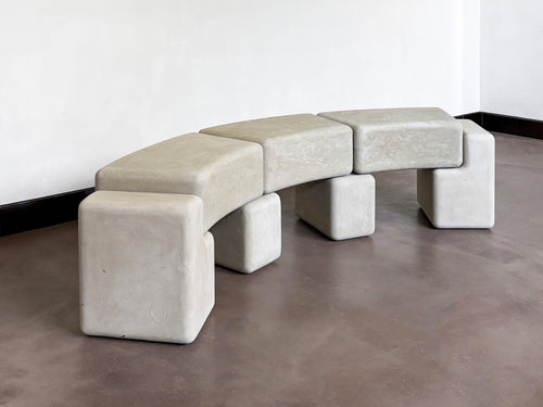 DESTROYERS BUILDERS CURVED BENCH / LIMESTONE W57.1" x D19.7" x H12.6"