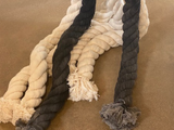 Load image into Gallery viewer, EMMA BOOMKAMP MACRAME MIXED CLIMBING ROPE / BLACK + WHITE L164&quot; x W10&quot; **
