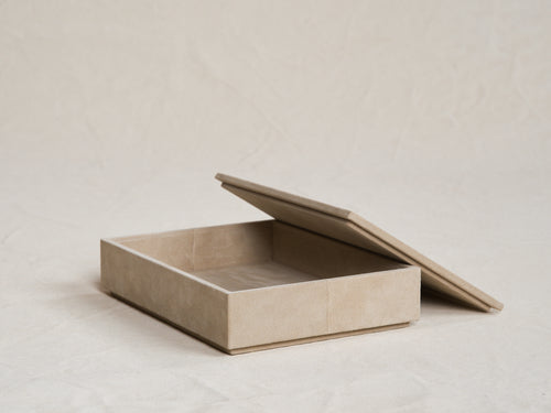 MICHAËL VERHEYDEN SUEDE LETTERBOX / ALMOND L10" x W7.5" x H2.25"