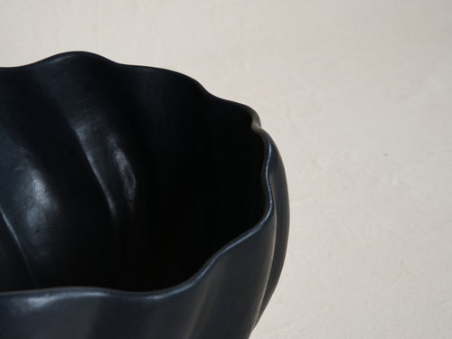KATAYONE ADELI NENUPHAR SERIES EDITION I BLACK SATIN WATERLILY LARGE VESSEL NO.4 Ø16.5” x H10.5”