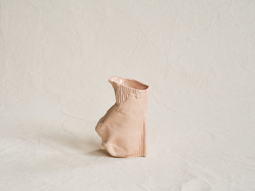 WHITE DIRT STONEWARE VESSEL TERRA II  H8” x W6” x D4”