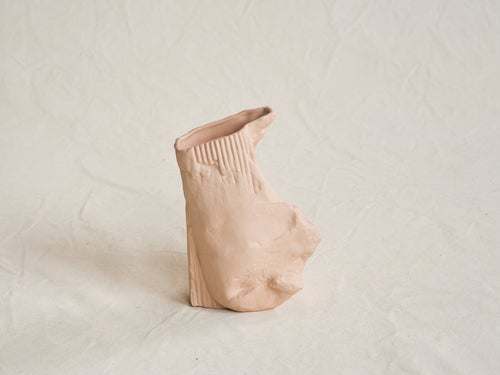 WHITE DIRT STONEWARE VESSEL TERRA II  H8” x W6” x D4”