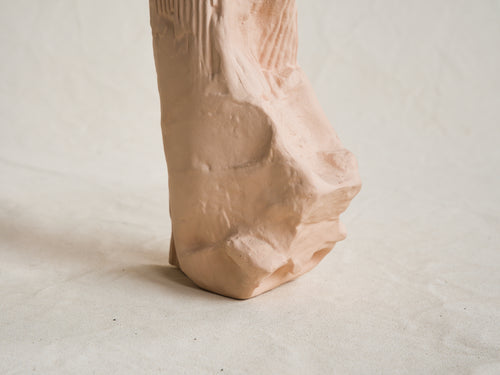 WHITE DIRT STONEWARE VESSEL TERRA II  H8” x W6” x D4”