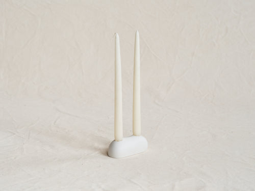 MALGARZOTA BANY HAG DOUBLE CANDLESTICK / CHALK L5" x W2" x H2"