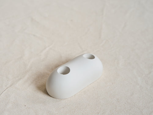 MALGARZOTA BANY HAG DOUBLE CANDLESTICK / CHALK L5" x W2" x H2"