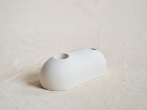 MALGARZOTA BANY HAG DOUBLE CANDLESTICK / CHALK L5" x W2" x H2"