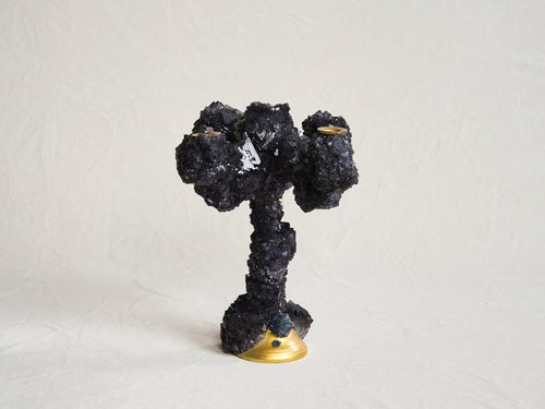 MARK STURKENBOOM OVERGROWN LARGE CRYSTAL CANDELABRA / ANTHRACITE  H16.5" x Ø13.8"