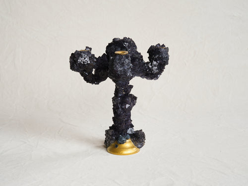 MARK STURKENBOOM OVERGROWN LARGE CRYSTAL CANDELABRA / ANTHRACITE  H16.5" x Ø13.8"