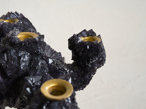 MARK STURKENBOOM OVERGROWN LARGE CRYSTAL CANDELABRA / ANTHRACITE  H16.5" x Ø13.8"