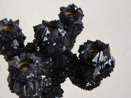 MARK STURKENBOOM OVERGROWN LARGE CRYSTAL CANDELABRA / ANTHRACITE  H16.5" x Ø13.8"