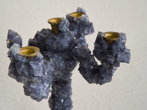 MARK STURKENBOOM OVERGROWN LRG CRYSTAL CANDELABRA / AMETHYST H16.5" x Ø13.8"