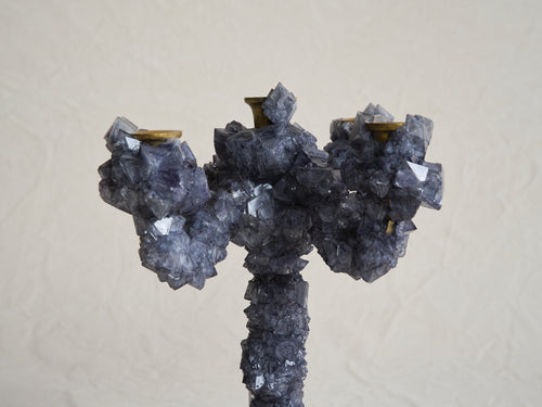 MARK STURKENBOOM OVERGROWN LRG CRYSTAL CANDELABRA / AMETHYST H16.5" x Ø13.8"