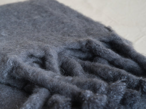 LENA REWELL MOHAIR THROW GREY/BLUE #332 51” X 71"