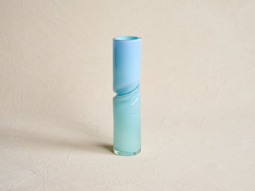 AVRAM RUSU STUDIO CRUSHED VASE LARGE / LIGHT BLUE Ø5" x H18"