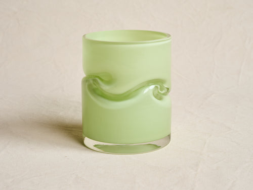 AVRAM RUSU STUDIO CRUSHED VASE SMALL / LIME GREEN Ø6" x 8"H