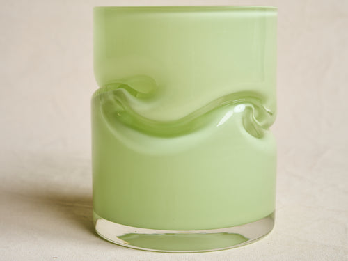 AVRAM RUSU STUDIO CRUSHED VASE SMALL / LIME GREEN Ø6" x 8"H