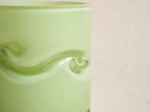 AVRAM RUSU STUDIO CRUSHED VASE SMALL / LIME GREEN Ø6" x 8"H