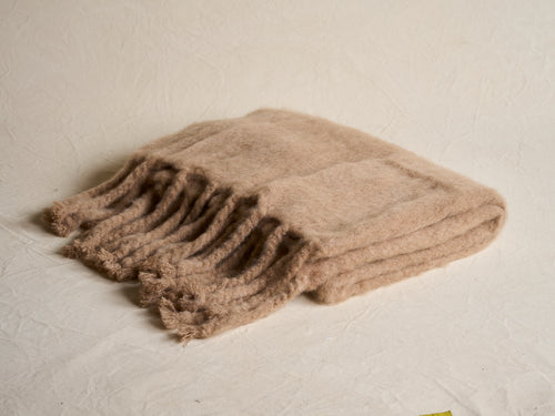 LENA REWELL MOHAIR THROW / DARK TAUPE #333 51” X 71"