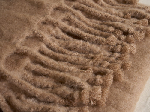 LENA REWELL MOHAIR THROW / DARK TAUPE #333 51” X 71"