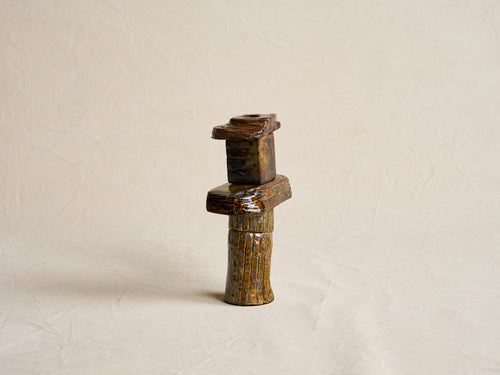 PASCALE RISBOURG CERAMIC CANDLE STICK / LOREN H11.5" x W6.25" x D3.25"