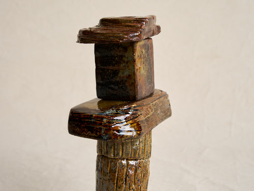 PASCALE RISBOURG CERAMIC CANDLE STICK / LOREN H11.5" x W6.25" x D3.25"